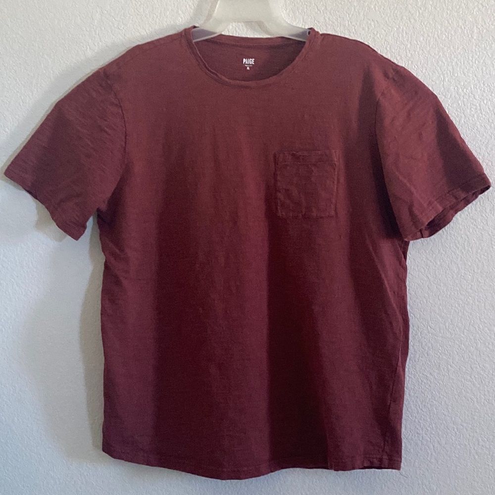 PAIGE Men’s 100% Cotton Auburn Dusk T Shirt with Front Pocket Size XL